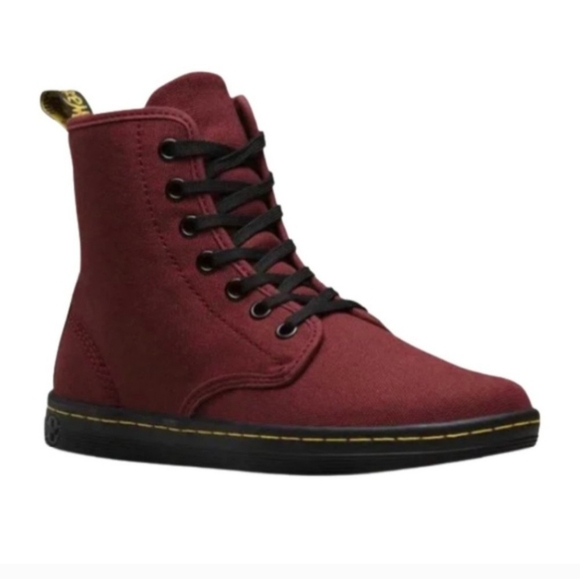 DR. MARTENS Shoreditch Canvas Boots Cherry Red 7 - Picture 1 of 10